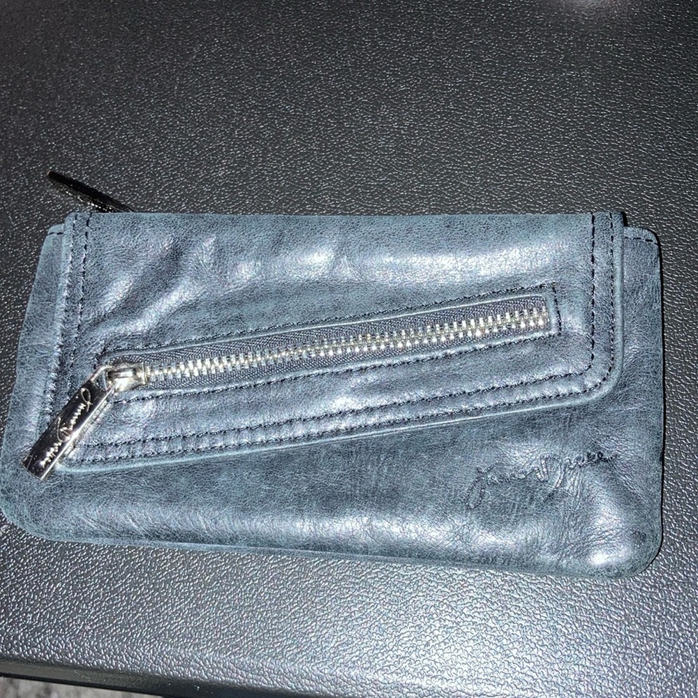 Black Leather coin Wallet with Zipper junior Drake